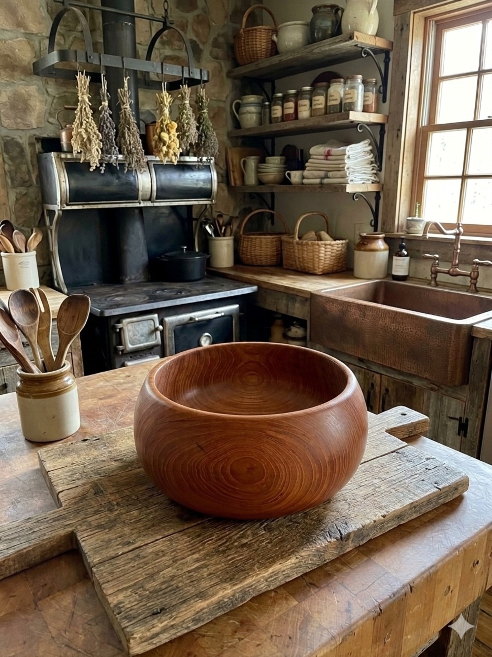 Vintage Mid-Century Modern Teak Wooden Salad Serving Bowl - Large MCM